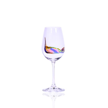 Handmålat Verona Vitvinsglas 350 ml Rand Flamingo